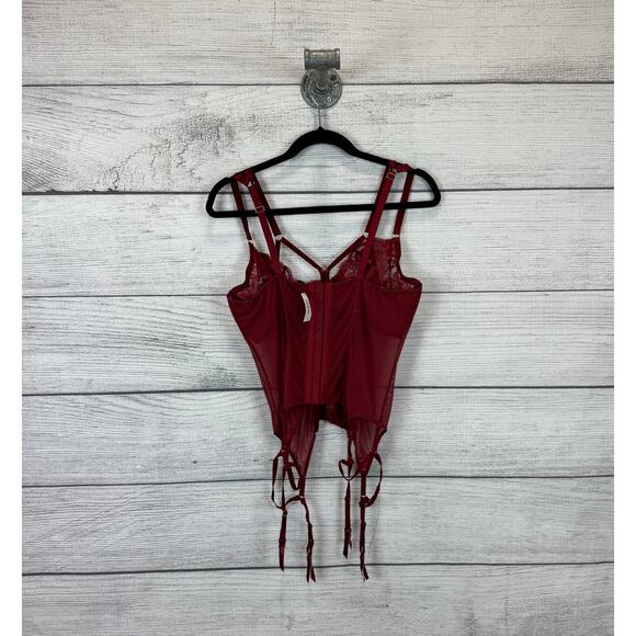 Adore Me Plus Size Burgundy Lace Sheer Veronique Bustier Lingerie Size 2X - Picture 7 of 12